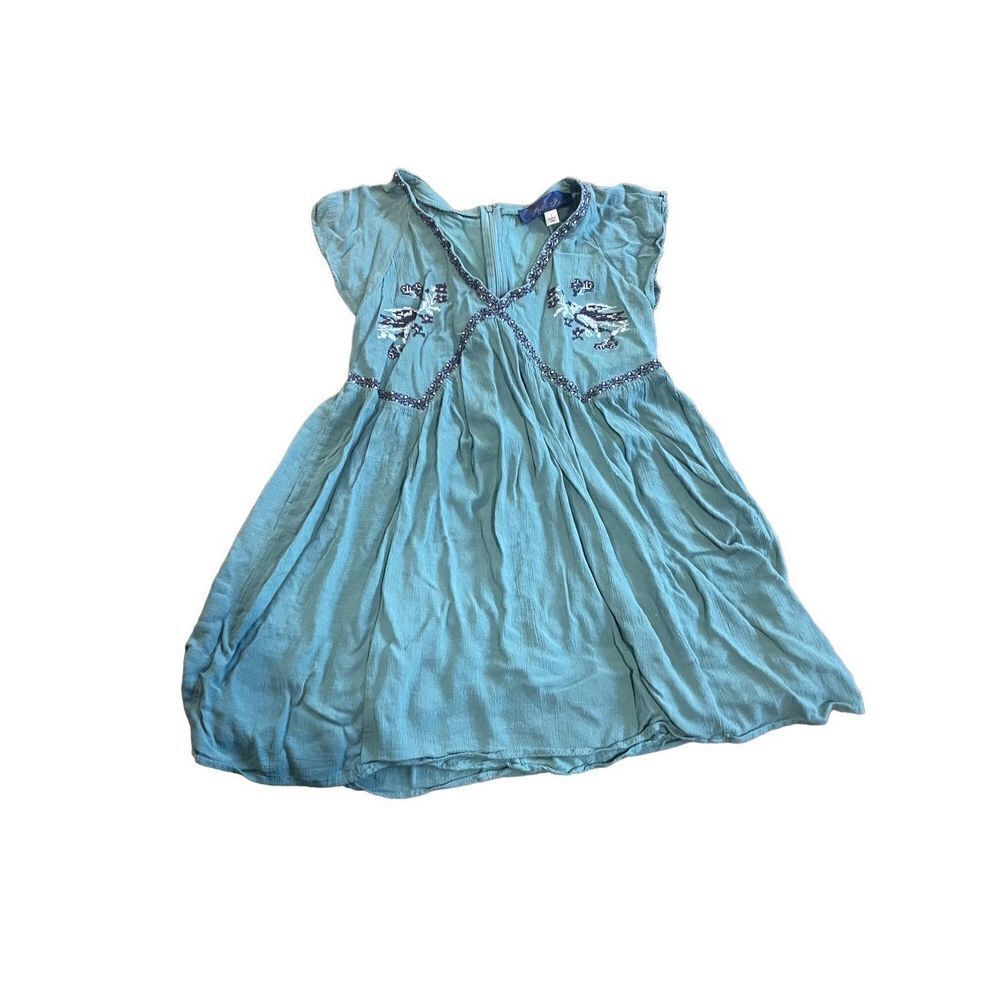 Francesca's blue rain blue teal floral Short Sleeve tunic top dress size small